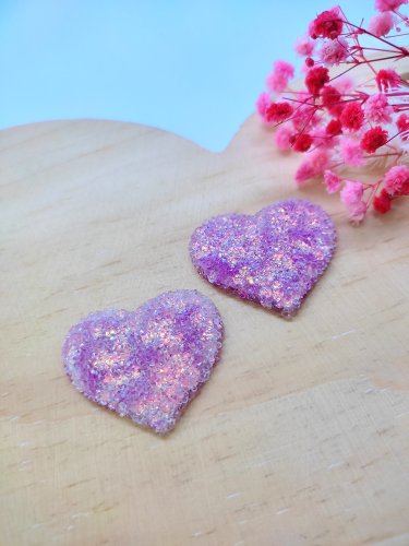 Aplique Pérola Acrílico-Açucarado - Coração Roxo- 2 Unidades