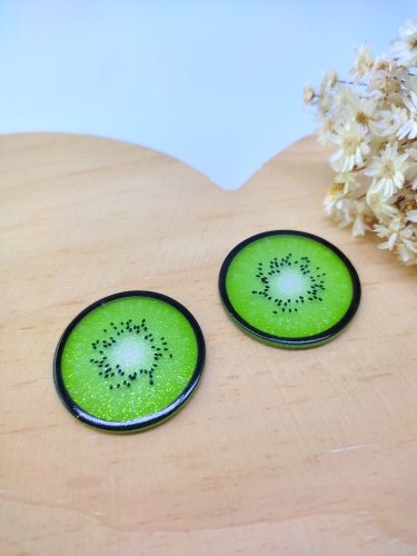 Aplique Acrílico Com Glitter - Kiwi - 2 Unidades