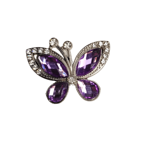 Aplique Borboleta Metal Strass - Lilás - Unidade