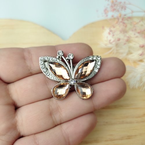 Aplique Borboleta Metal Strass - Rosê Gold - Unidade