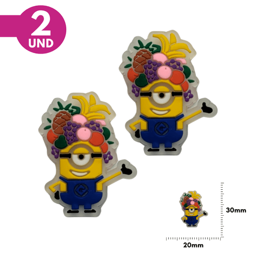 Aplique Emborrachado Fluorescente Minions - Stuart Coroa De Frutas - 2 Unidades