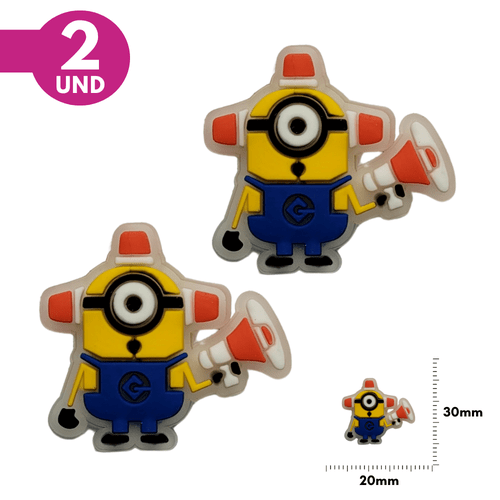 Aplique Emborrachado Fluorescente Minions - Stuart Sirene - 2 Unidades