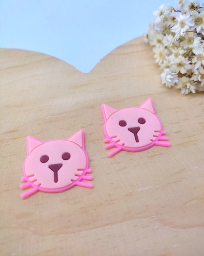 Aplique Emborrachado - Gatinho Rosa -2 Unidades