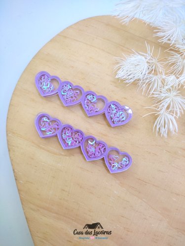 Aplique Hair Clip - Coração Lilás- 2 Unidades