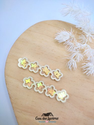 Aplique Hair Clip - Flor Creme - 2 Unidades