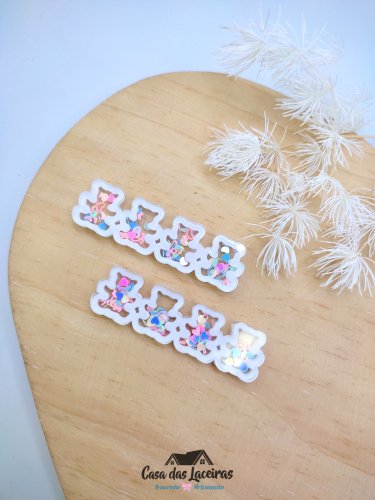 Aplique Hair Clip - Urso Branco- 2 Unidades