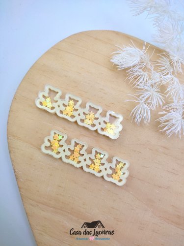 Aplique Hair Clip - Urso Creme - 2 Unidades
