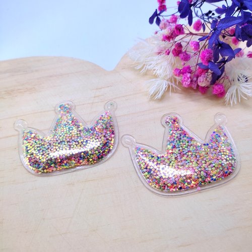 Aplique Silicone - Coroa Confeti 5,5cm - 2 Unidades