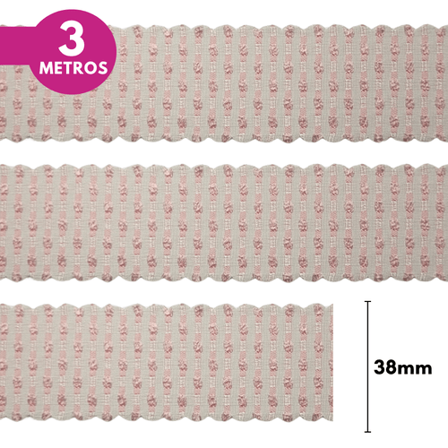 Fita Poá Bordada 38mm - Cores Diversas - 3 Metros