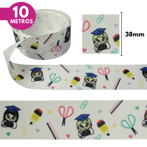 Fita Gorgurão Estampada 38mm - Escolar - 10 Metros