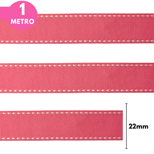 Fita Pespontada Yama 22mm - Rosa Chiclete - 1 Metro