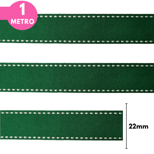 Fita Pespontada Yama 22mm - Verde Bandeira - 1 Metro