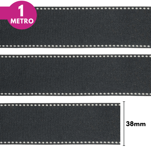 Fita Pespontada Yama 38mm - Preto - 1 Metro