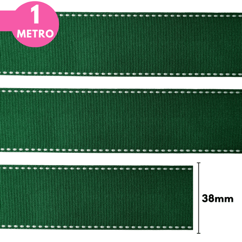 Fita Pespontada Yama 38mm - Verde Bandeira - 1 Metro