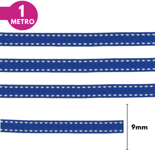 Fita Pespontada Yama 9mm - Azul Royal - 1 Metro