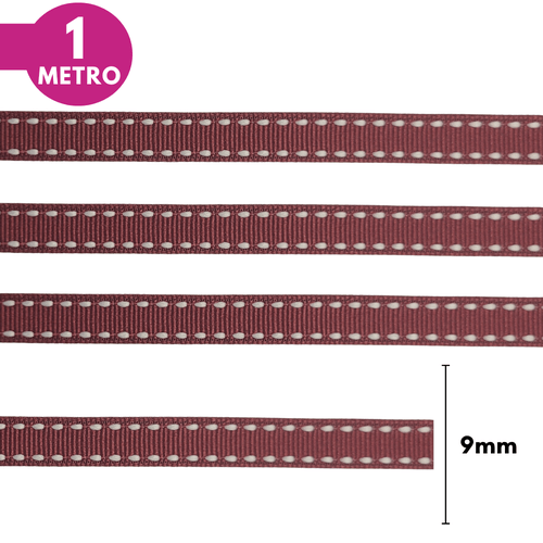 Fita Pespontada Yama 9mm - Marsala - 1 Metro