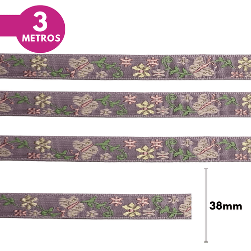 Fita Ponto Russo com Borboleta 10mm - Cores Diversas - 3 Metros