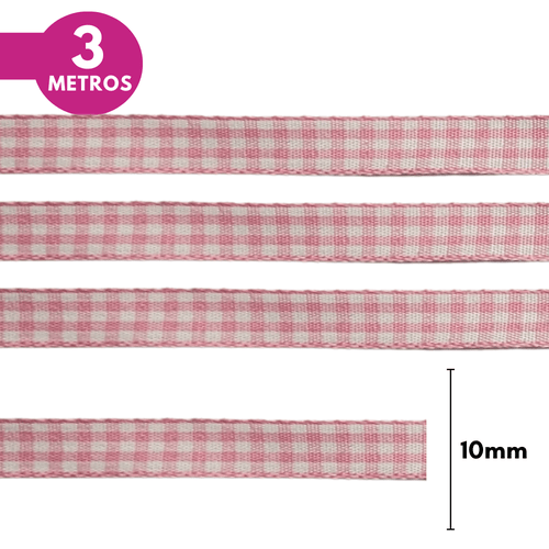 Fita Xadrez  Lm 10mm - Cores Diversas - 3 Metros