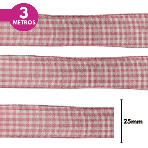 Fita Xadrez  Lm 25mm - Cores Diversas - 3 Metros