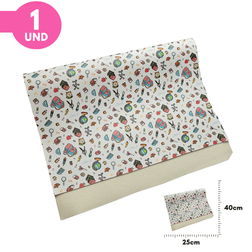 Lonita Couro Sintético Estampado 40x25cm -Itens De Escola- Unidade