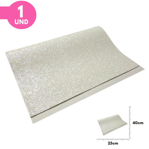 Lonita Glitter Flocado 40x25cm - Branco - Unidade