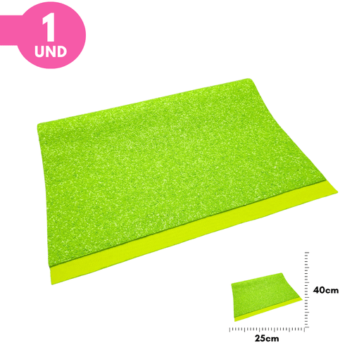 Lonita Glitter Flocado 40x25cm - Verde Neon - Unidade