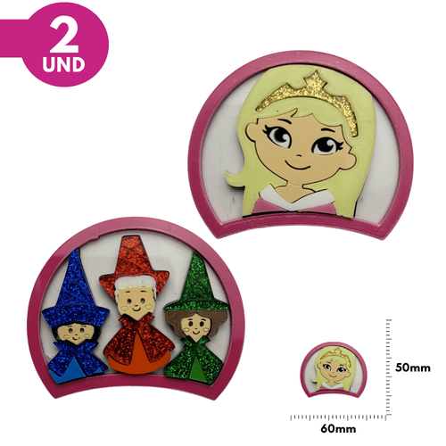 Orelha Acrílica Princesas - Aurora  - 2 Unidades