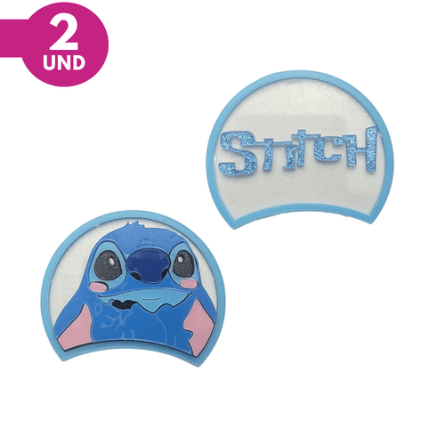 Orelha Acrílica Stitch Timido - Azul - 2 Unidades