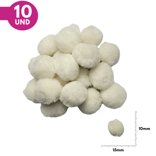 Pom Pom Veludo 30mm - Creme - 10 Unidades