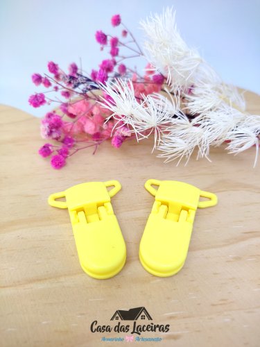 Prendedor Jacaré 5cm - Amarelo - 2 Unidades