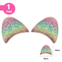 Aplique Orelha Glitter Flocado - Degradê Multicor - Par